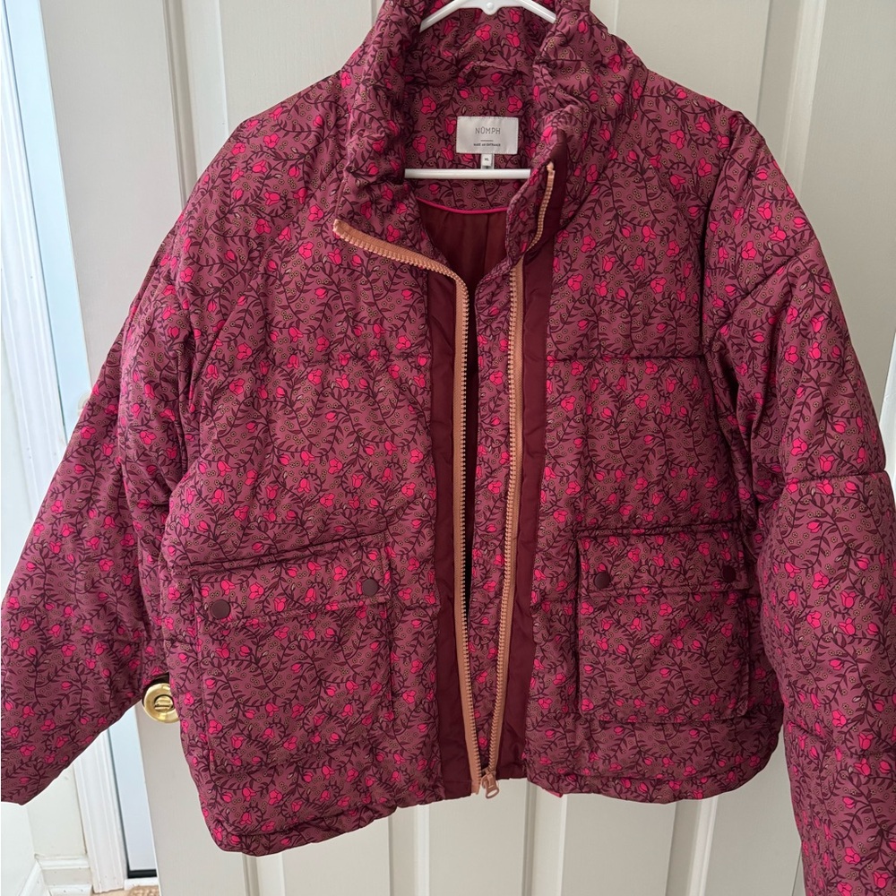 Anthropologie Numph Floral Lillie Puffer Jacket XL